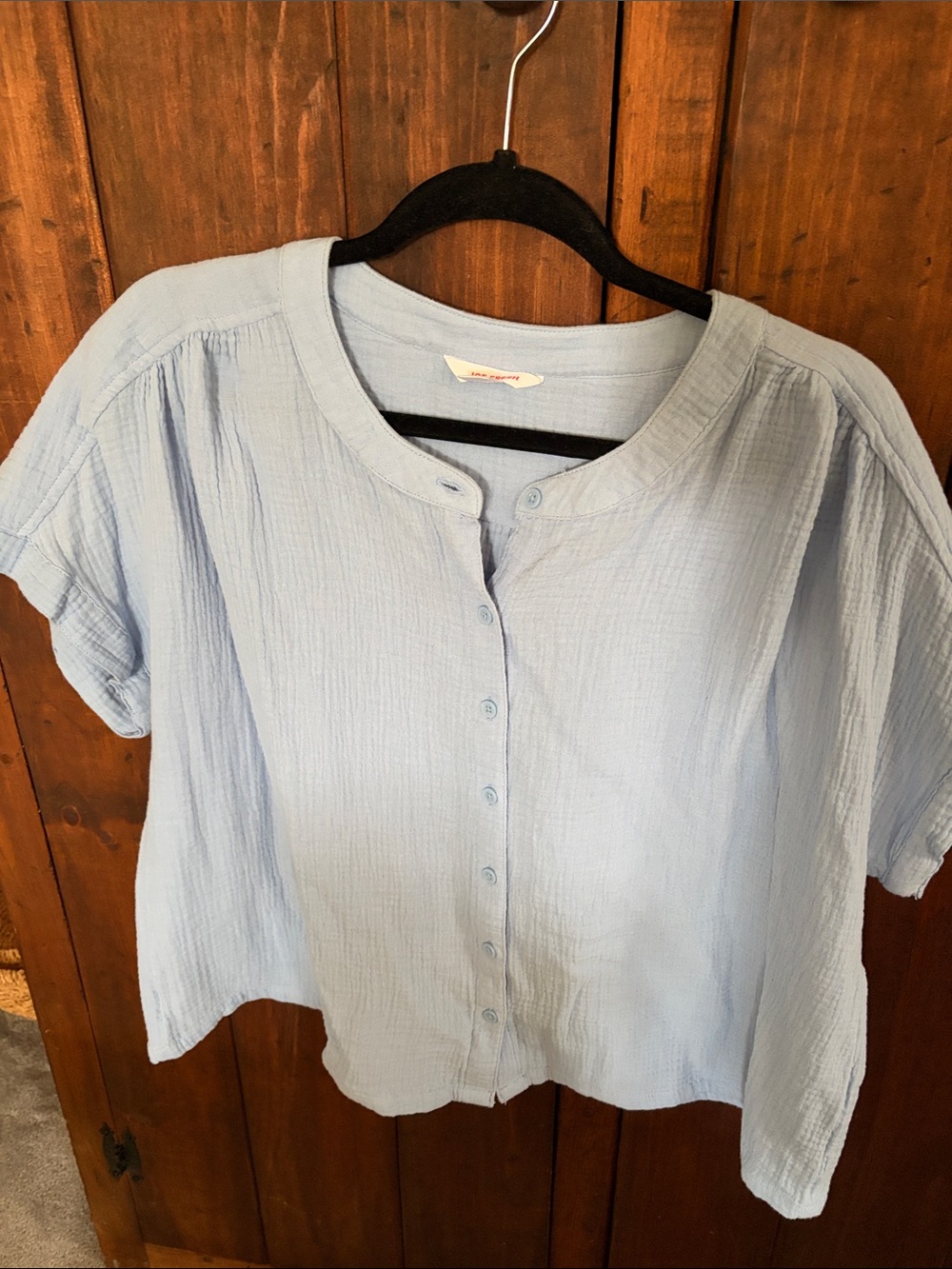 Joe Fresh Pale Blue Short Sleeve Button-Front Blouse